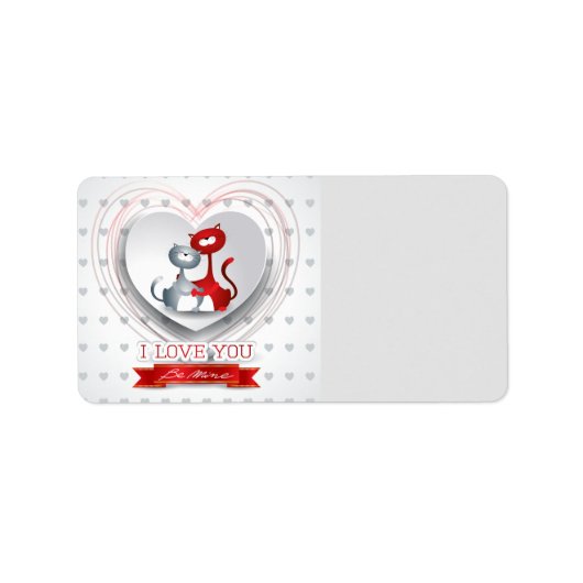 Katten in liefde voor hart etiket (Voorkant)