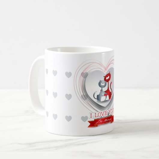 Katten in liefde voor hart koffiemok (Voorkant links)