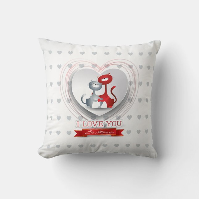 Katten in liefde voor hart kussen (Voorkant)