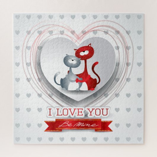 Katten in liefde voor hart legpuzzel (Verticaal)