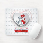 Katten in liefde voor hart muismat (Met muis)