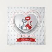 Katten in liefde voor hart wandkleed (Voorkant)