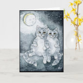 Katten in liefde wenskaart kaart (Gele Bloem)