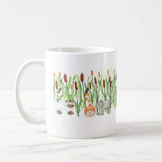 Katten in Lisdodde Koffiemok (Links)