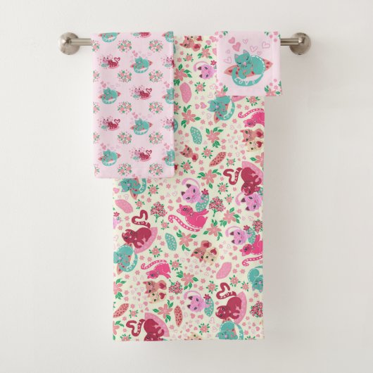 Katten in Love Cute Pets Towels Bad Handdoek (Insitu)