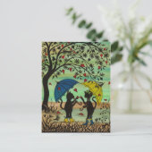 Katten in Love, een regendouche van harten postkaa Briefkaart (Staand voorkant)
