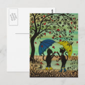 Katten in Love, een regendouche van harten postkaa Briefkaart (Voorkant / Achterkant)