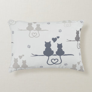 Katten in Love Modern Animal Silhouette Pattern Accent Kussen