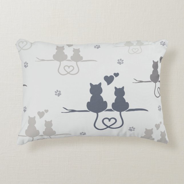 Katten in Love Modern Animal Silhouette Pattern Accent Kussen (Voorkant)