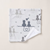 Katten in Love Modern Animal Silhouette Pattern Bad Handdoek (Wasdoekje)