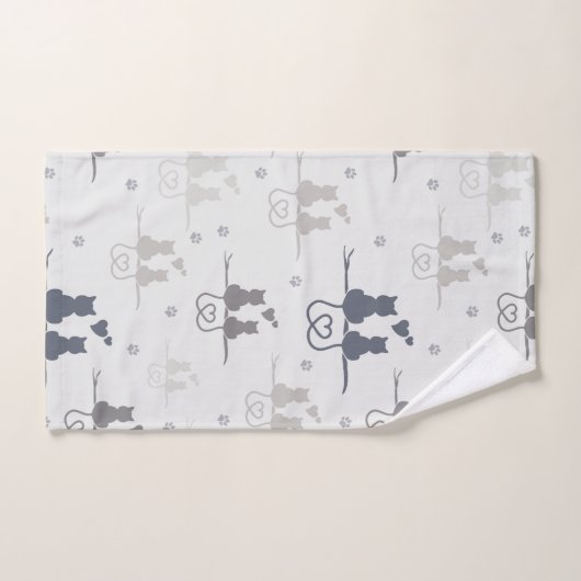 Katten in Love Modern Animal Silhouette Pattern Bad Handdoek (Handdoek)