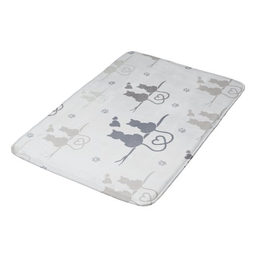 Katten in Love Modern Animal Silhouette Pattern Badmat (Gekanteld)
