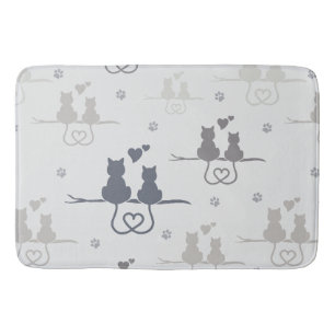Katten in Love Modern Animal Silhouette Pattern Badmat