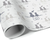 Katten in Love Modern Animal Silhouette Pattern Cadeaupapier (Rol Hoek)
