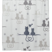 Katten in Love Modern Animal Silhouette Pattern Douchegordijn (Voorkant)