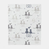 Katten in Love Modern Animal Silhouette Pattern Fleece Deken (Voorkant)