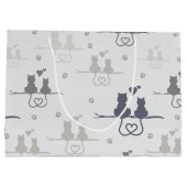 Katten in Love Modern Animal Silhouette Pattern Groot Cadeauzakje (Achterkant)