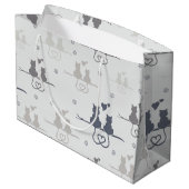 Katten in Love Modern Animal Silhouette Pattern Groot Cadeauzakje (Achterkant Gekanteld)