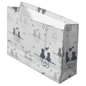 Katten in Love Modern Animal Silhouette Pattern Groot Cadeauzakje (Voorkant Gekanteld)