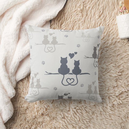 Katten in Love Modern Animal Silhouette Pattern Kussen (Deken)