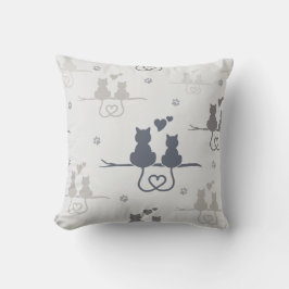 Katten in Love Modern Animal Silhouette Pattern Kussen