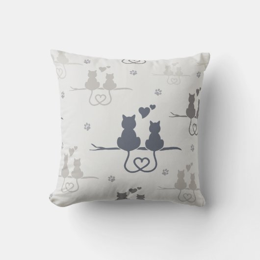 Katten in Love Modern Animal Silhouette Pattern Kussen (Voorkant)