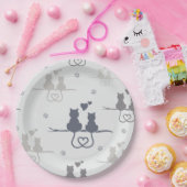 Katten in Love Modern Animal Silhouette Pattern Papieren Bordje (Feest)