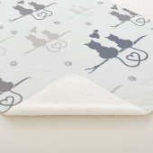 Katten in Love Modern Animal Silhouette Pattern Sherpa Deken (3/4)