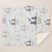 Katten in Love Modern Animal Silhouette Pattern Sherpa Deken (Voorkant (horizontaal))