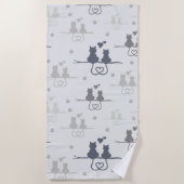 Katten in Love Modern Animal Silhouette Pattern Strandlaken (Voorkant)