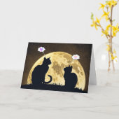 Katten in maanlicht om aan je te denken kaart (Gele Bloem)