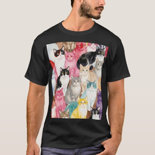 Katten in Meerdere Kleuren T-shirt (Voorkant)
