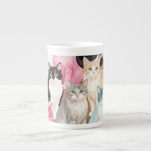Katten in Meerkleur Porselein Kop (Voorkant)
