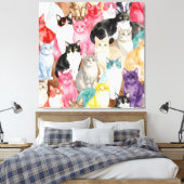 Katten in Meerkleurig Canvas Afdruk (Insitu (Slaapkamer))