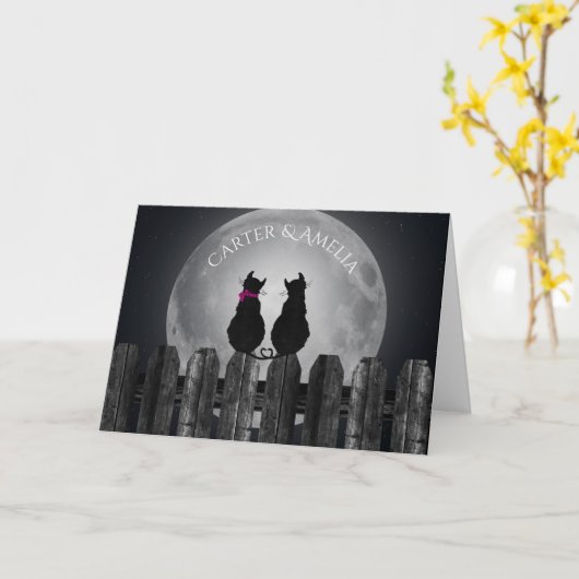 Katten in Moonlight met namen Kaart (Gele Bloem)