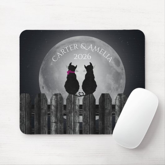 Katten in Moonlight met namen Muismat (Met muis)