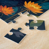 Katten in natuurtafereel met geometrische elemente legpuzzel (Zijkant)