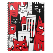 Katten in New York Kunst Notitieboek -Schattige Wh