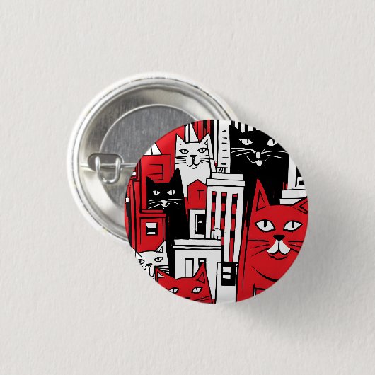 Katten in New York Ronde Button 3,2 Cm (Voorkant /achterkant)