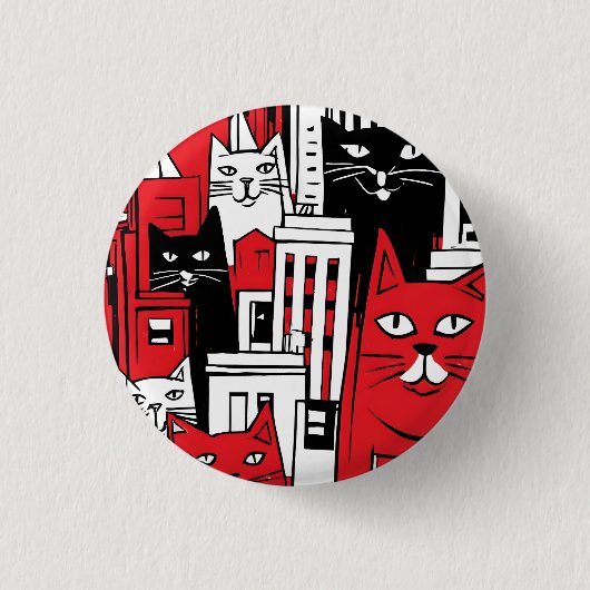 Katten in New York Ronde Button 3,2 Cm (Voorkant)