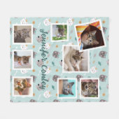 Katten in Petten Blauw Fotocollage Modern Whimsica Fleece Deken (Voorkant (Horizontaal))