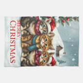 Katten in Preppy Winterkleding en Petten Kerst Theedoek (Horizontaal)