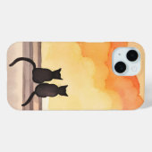 Katten in raam | Zonsondergang Waterverf Silhouet Case-Mate iPhone Case (Achterkant (horizontaal))