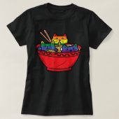 Katten in Ramen Anime Food LGBTQ Rainbow Flag Gay  T-shirt (Design voorkant)