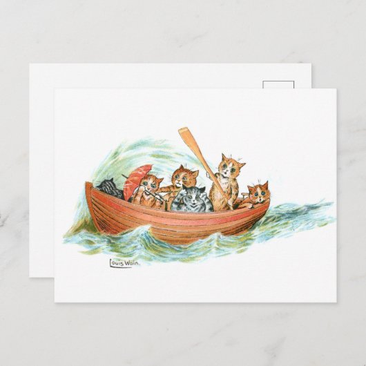 Katten in rijstboot briefkaart (Voorkant / Achterkant)