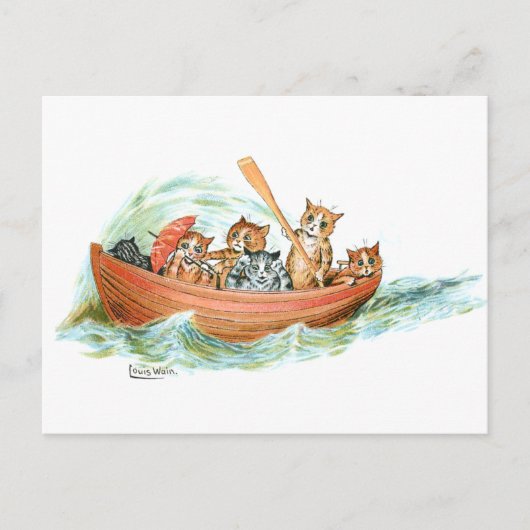 Katten in rijstboot briefkaart (Voorkant)