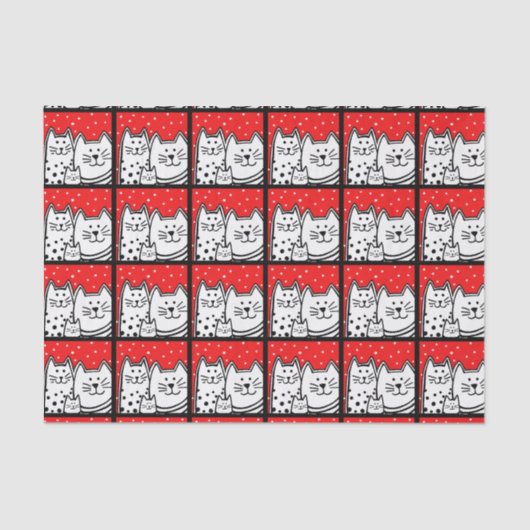 Katten in rood tissuepapier (Voorkant)