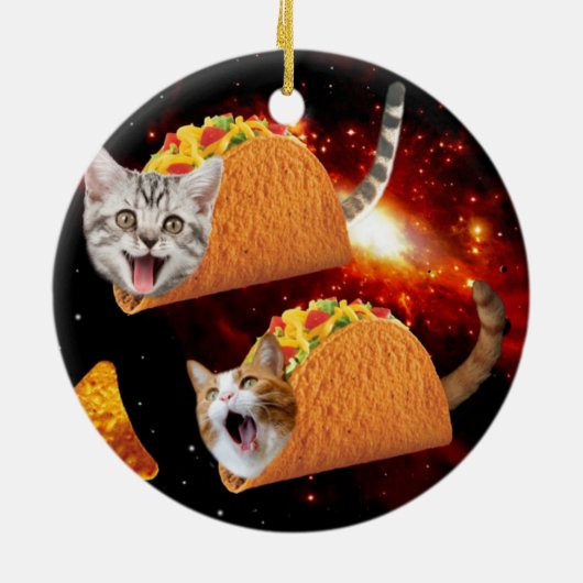 Katten in ruimtactieken keramisch ornament (Achterkant)