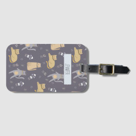 Katten in ruimte naadloos patroon Aangepaste naam Bagagelabel
