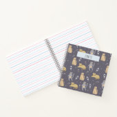 Katten in ruimte naadloos patroon Aangepaste naam Notitieboek (Binnen)